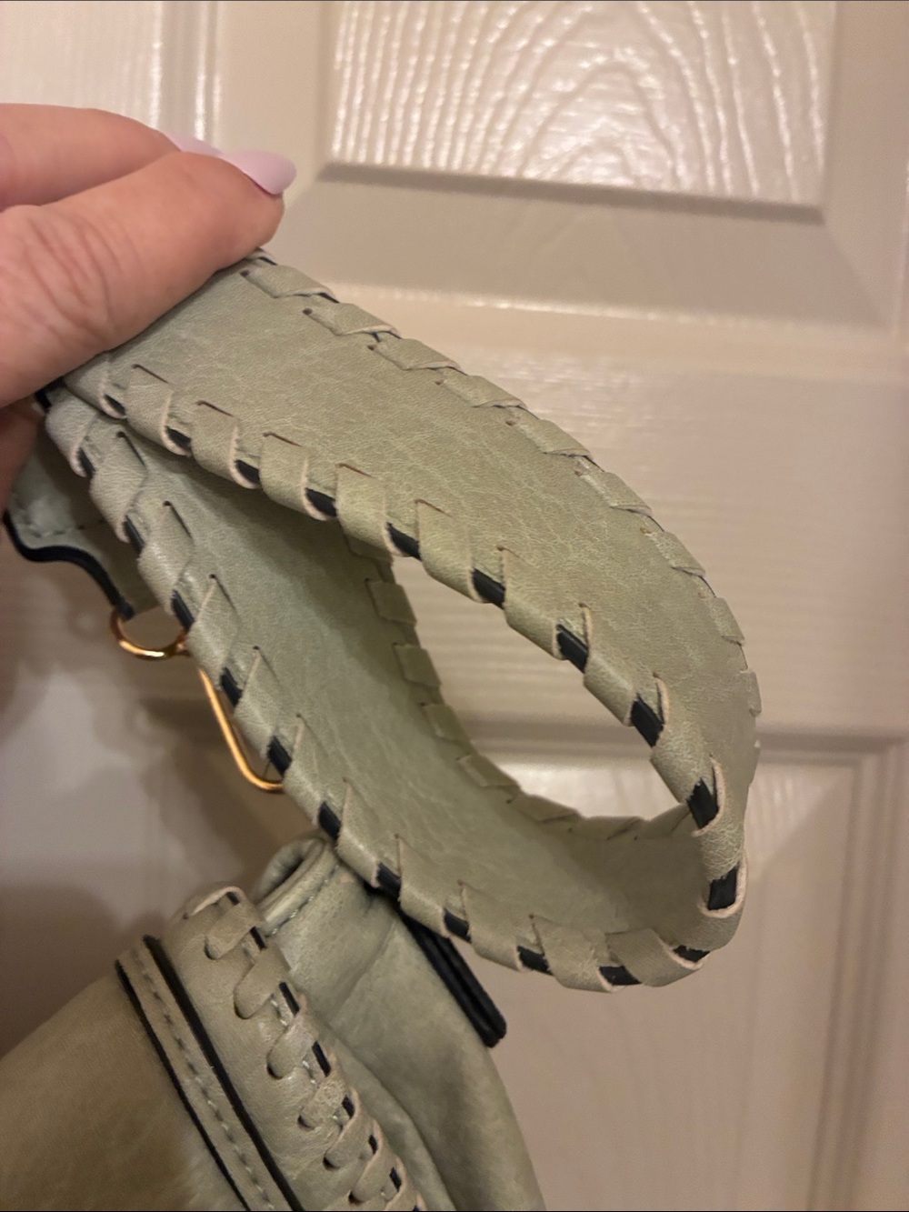 Sage Green Braided-Trim Shoulder Bag - Picture 6 of 6